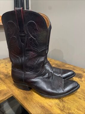 Black jack Men's Classic cherry Black Leather Western Cowboy Boots